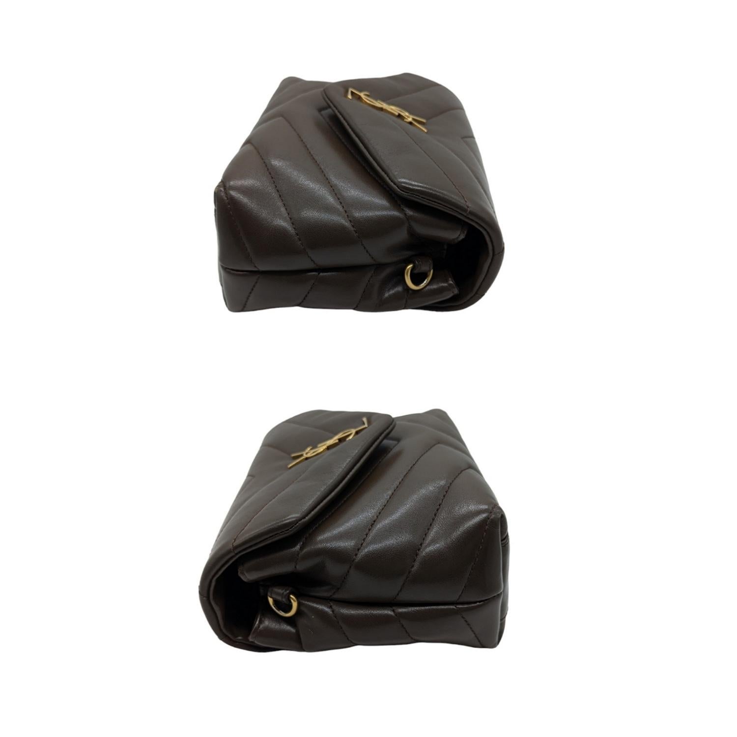 Black Saint Laurent Brown Toy Loulou Matelassé Crossbody