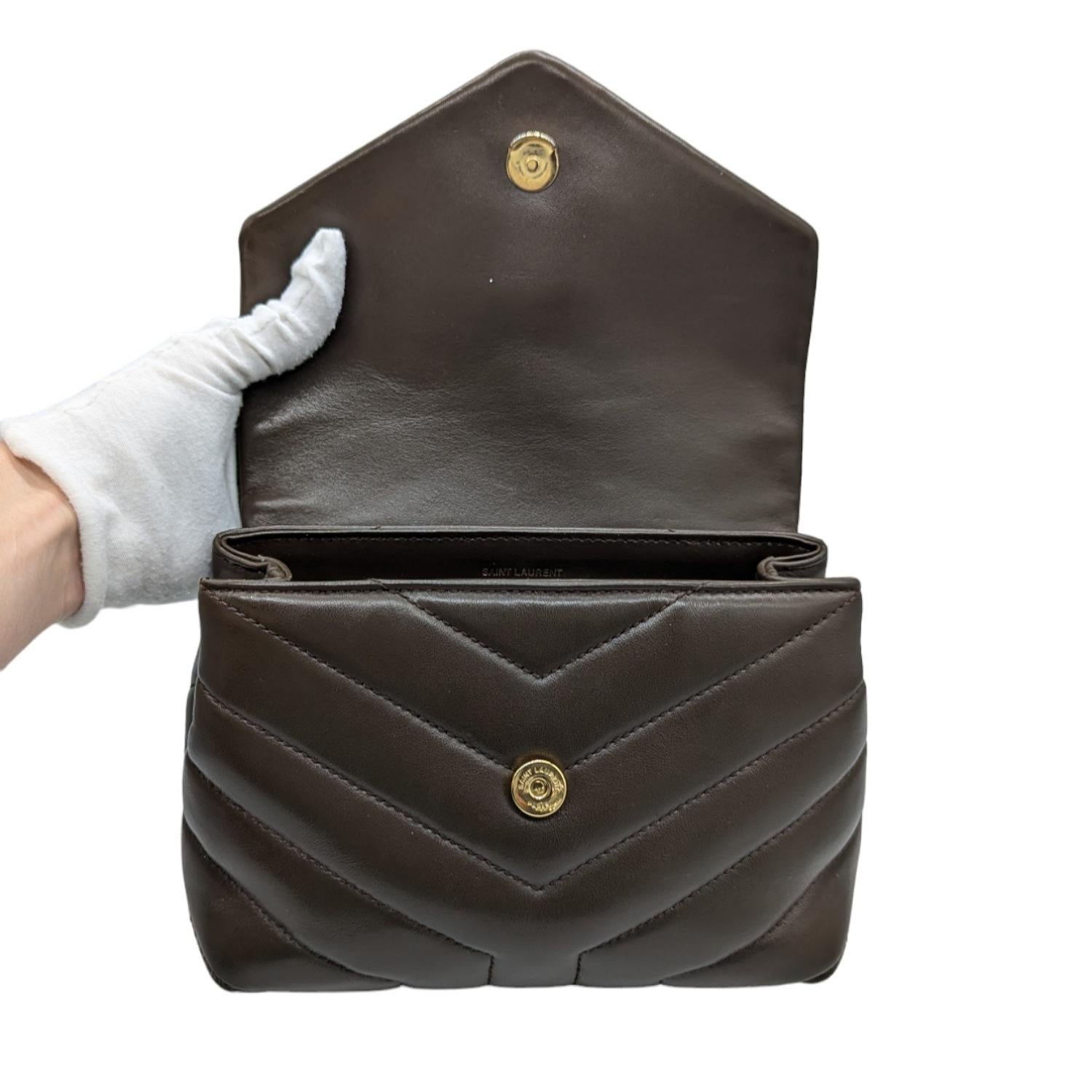 Women's Saint Laurent Brown Toy Loulou Matelassé Crossbody