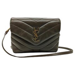 Saint Laurent Brown Toy Loulou Matelassé Crossbody