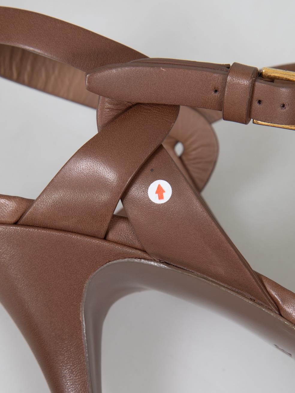 Saint Laurent Brown Tribute Leather Sandals Size IT 38 For Sale 5