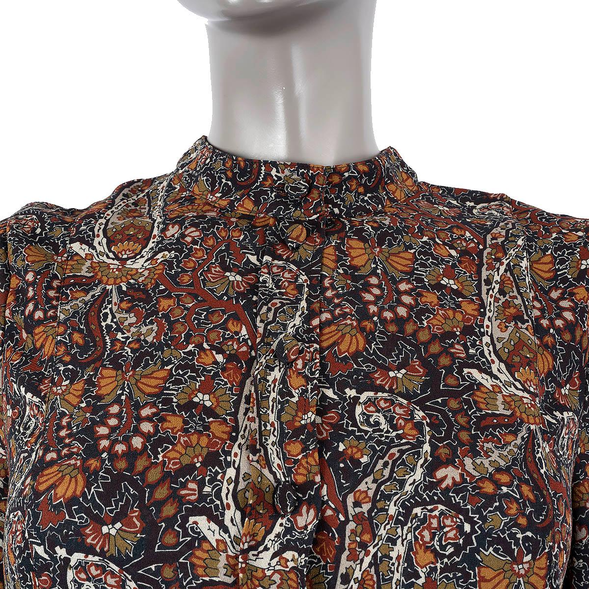 SAINT LAURENT brown viscose 2016 PAISLEY LONG SLEEVE MINI Dress 36 XS For Sale 1