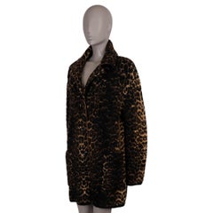 SAINT LAURENT lana marrone 2020 LEOPARD JACQUARD Cappotto Giacca XS