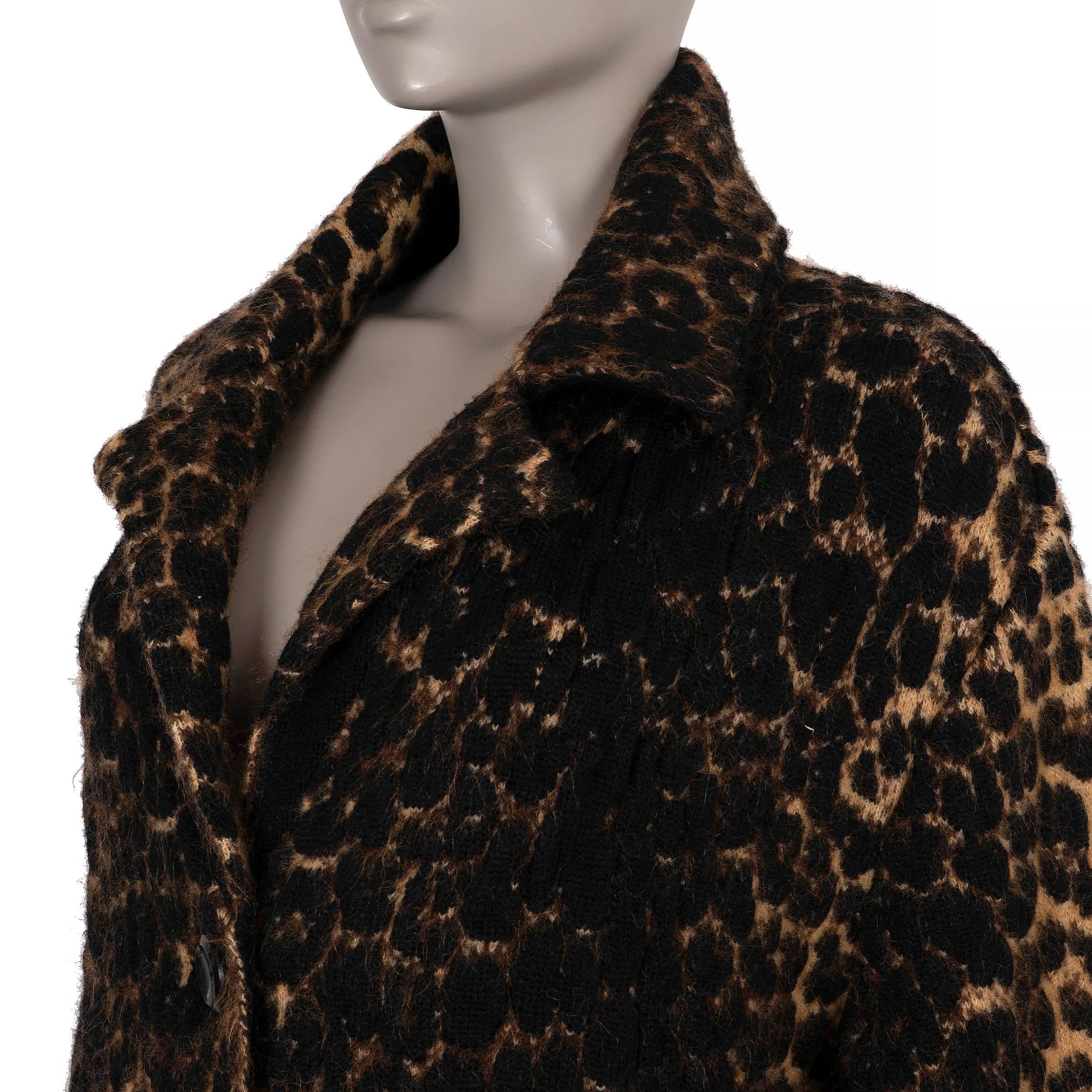 SAINT LAURENT braune Wolle 2020 LEOPARD JACQUARD Mantel Jacke XS für Damen oder Herren im Angebot