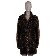 SAINT LAURENT lana marrone 2020 LEOPARD JACQUARD Cappotto Giacca XS