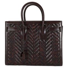 Saint Laurent Brown Woven Leather Small Sac De Jour