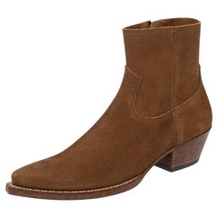 Saint Laurent Brown Wyatt Jodhpur Suede Ankle Boots Size 41