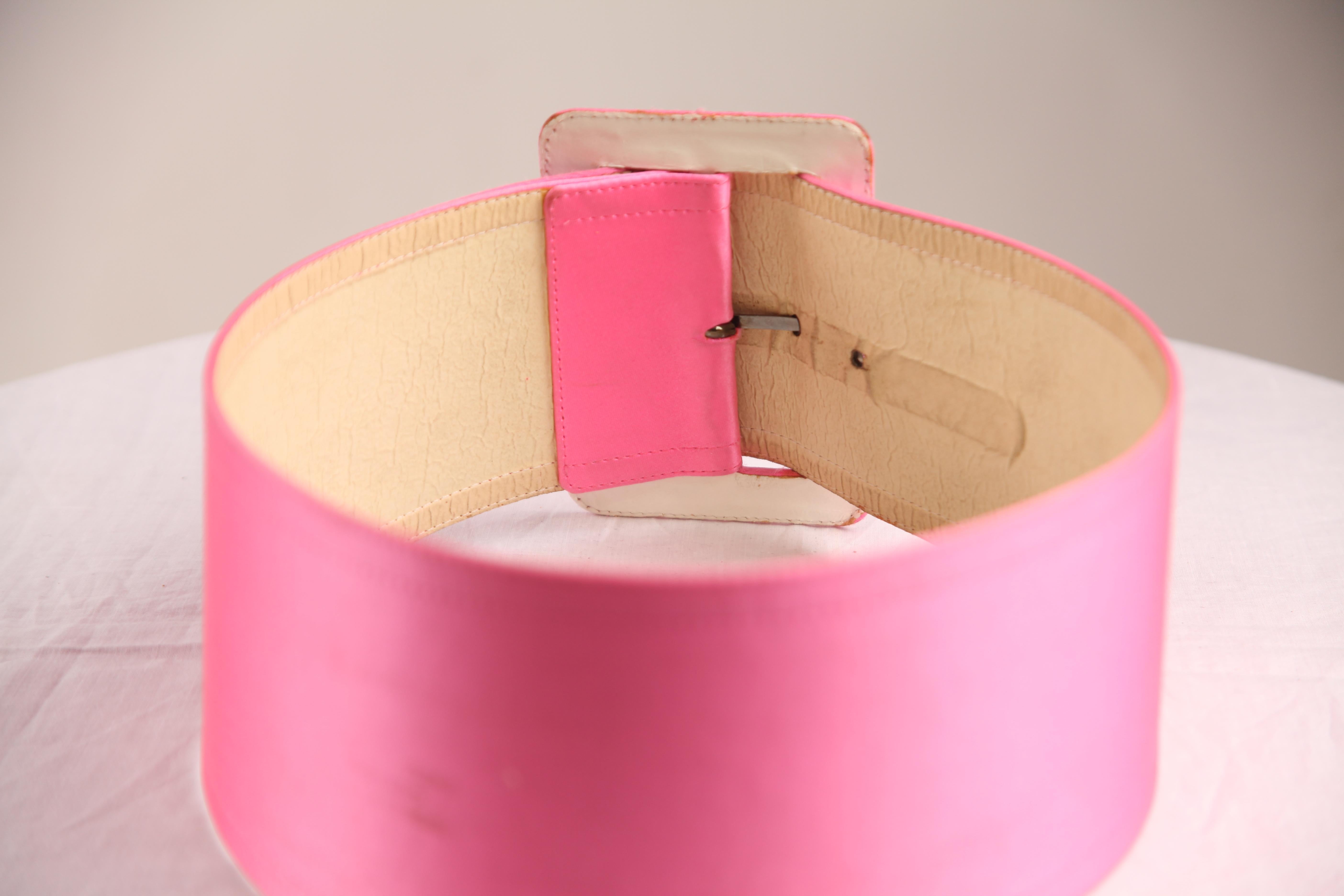 Saint Laurent  cintura in seta rosa bubblegum, anni '80 circa 2