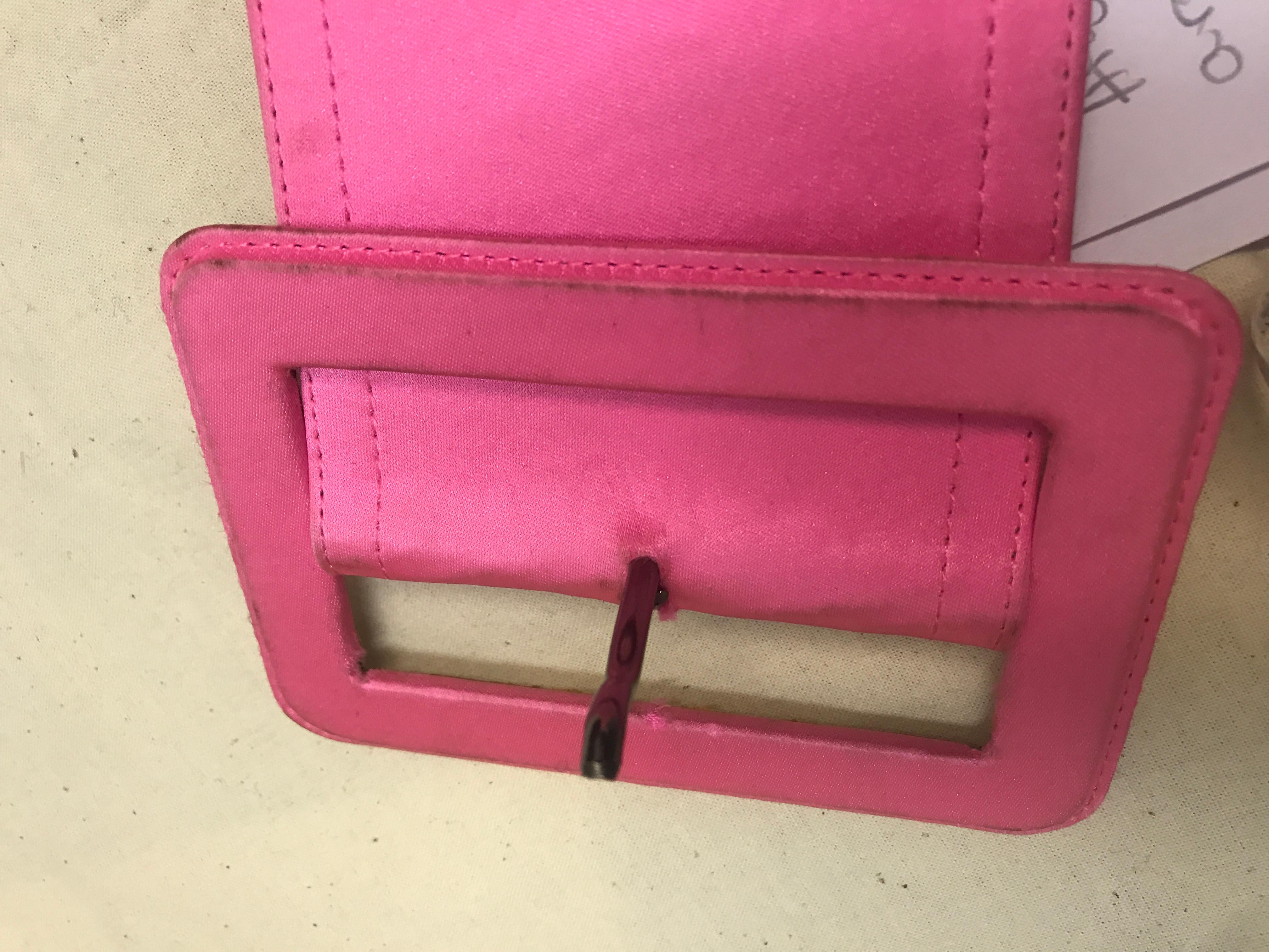 Saint Laurent  cintura in seta rosa bubblegum, anni '80 circa 4