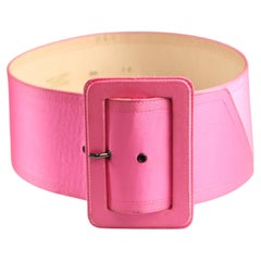 Saint Laurent cintura in seta rosa bubblegum, anni '80 circa