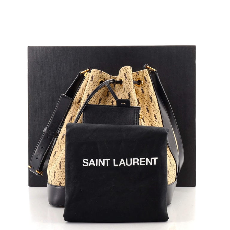 Saint Laurent All-Over Monogram Bucket Bag in Black Leather/Suede — UFO No  More