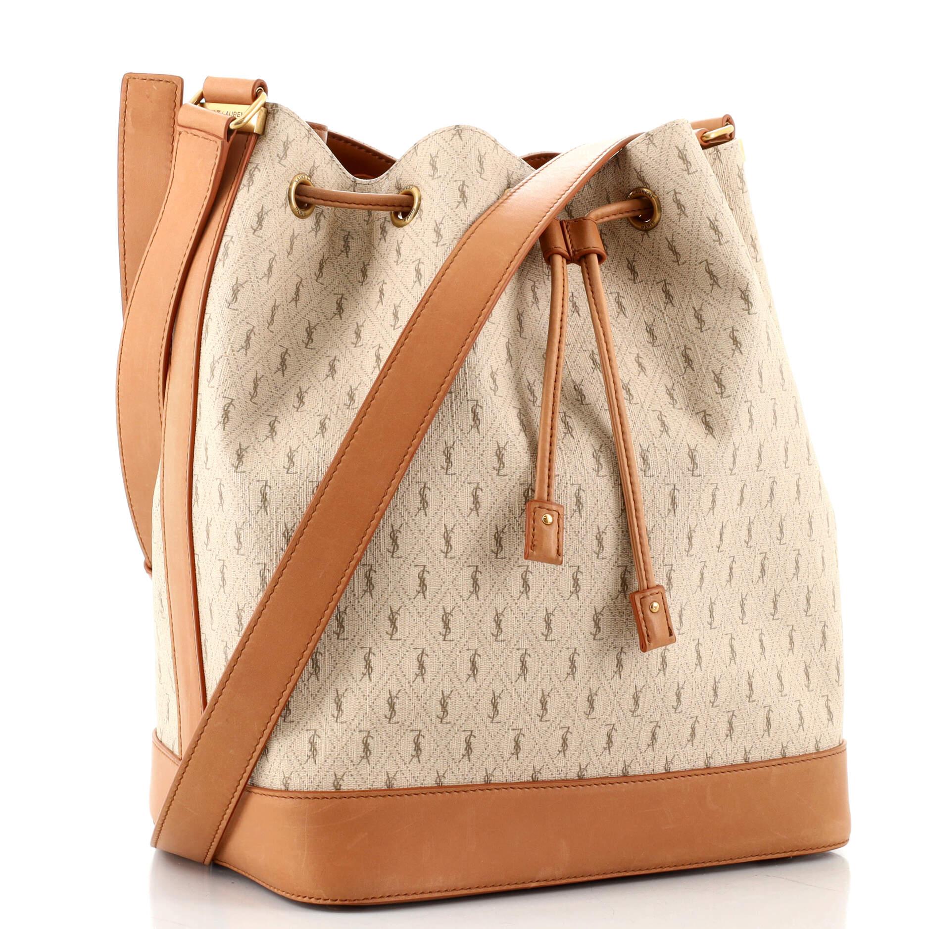 Saint Laurent Bucket Bag Monogram All Over Canvas Medium at 1stDibs