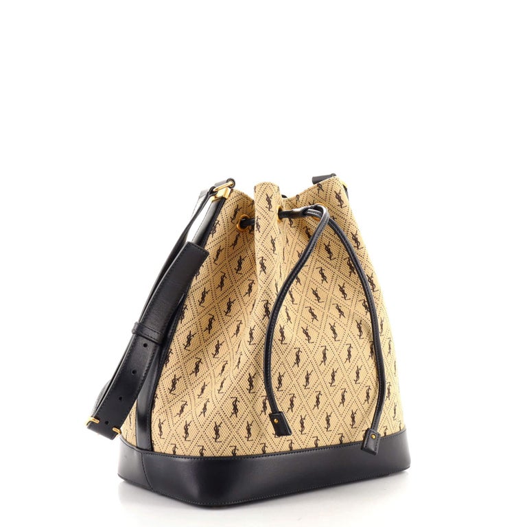 Saint Laurent Bucket Bag Monogram All Over Canvas Medium at 1stDibs