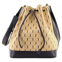 SAINT LAURENT Canvas All-Over Monogram Bucket Bag Brown 1123268