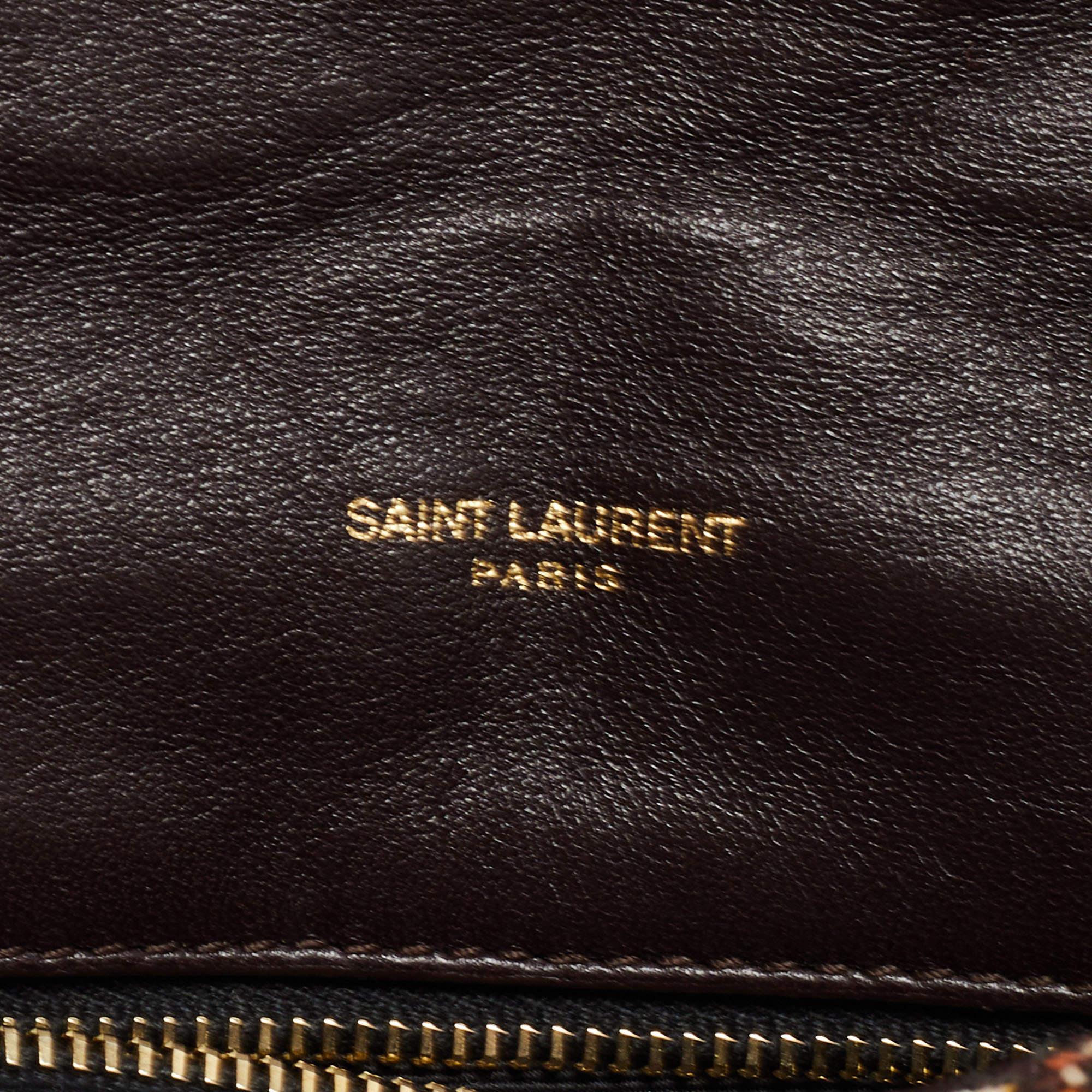 Saint Laurent Burgundy/Beige Tweed Small Puffer Shoulder Bag 4