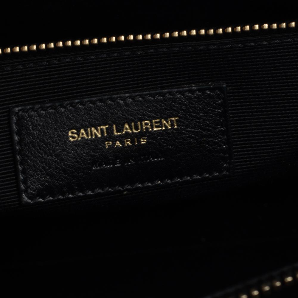 Saint Laurent Burgundy/Black Leather Small Classic Sac De Jour Tote 4