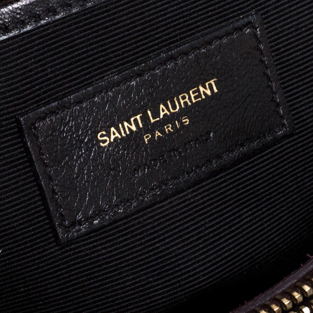 Saint Laurent Burgundy/Black Suede and Leather Medium Moujik Tote 6