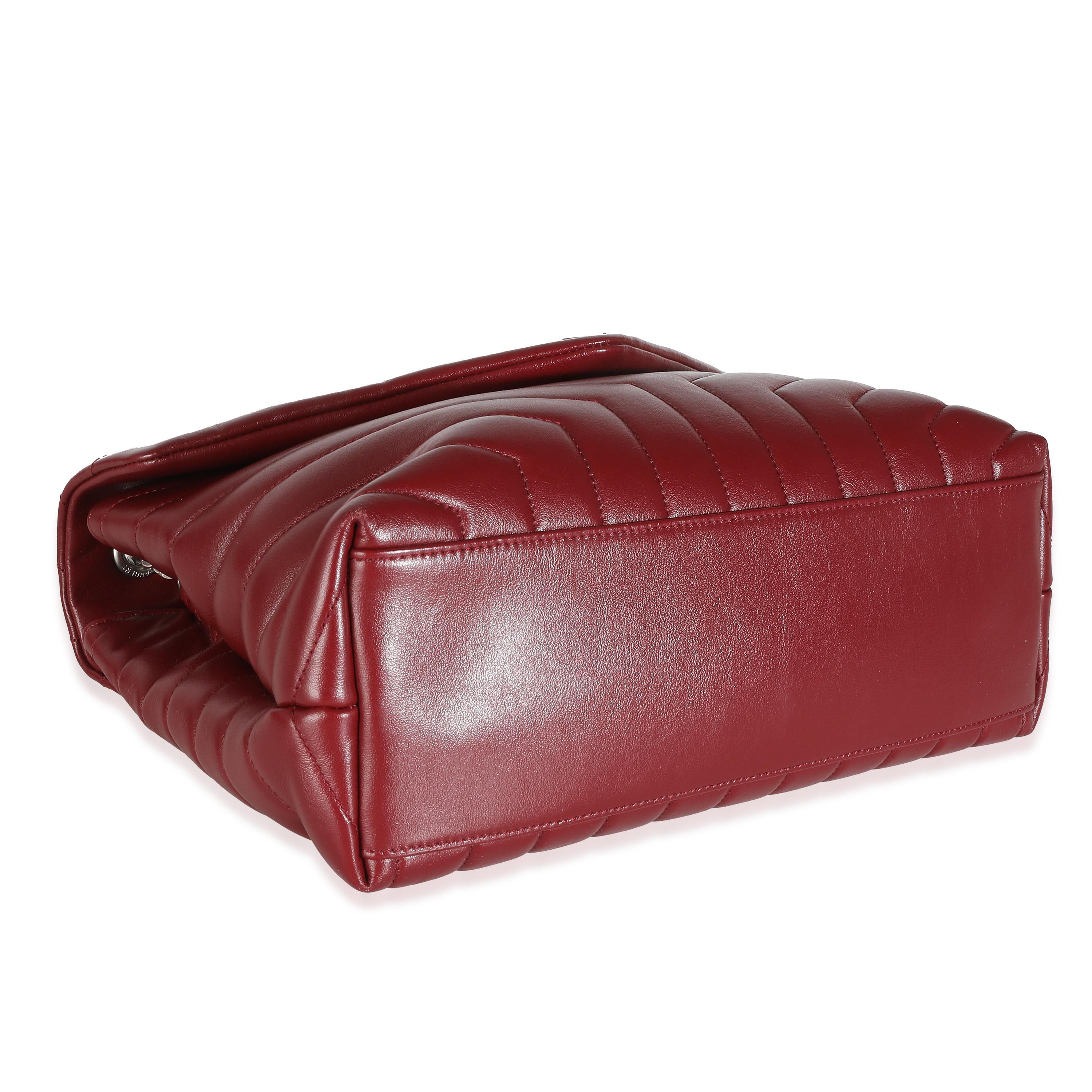 Saint Laurent Burgundy Calfskin Medium Loulou Chain Bag For Sale 2