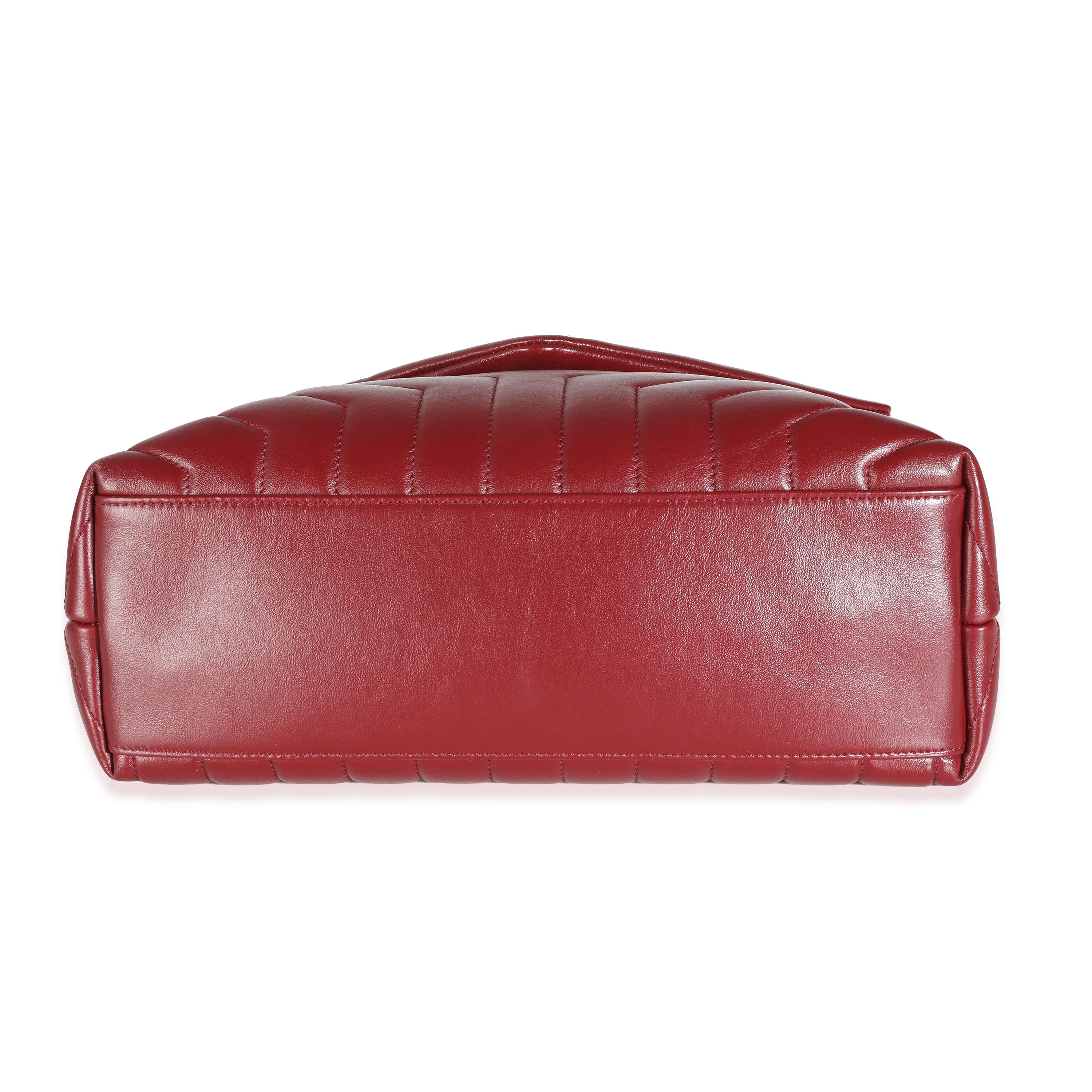 Saint Laurent Burgundy Calfskin Medium Loulou Chain Bag For Sale 3