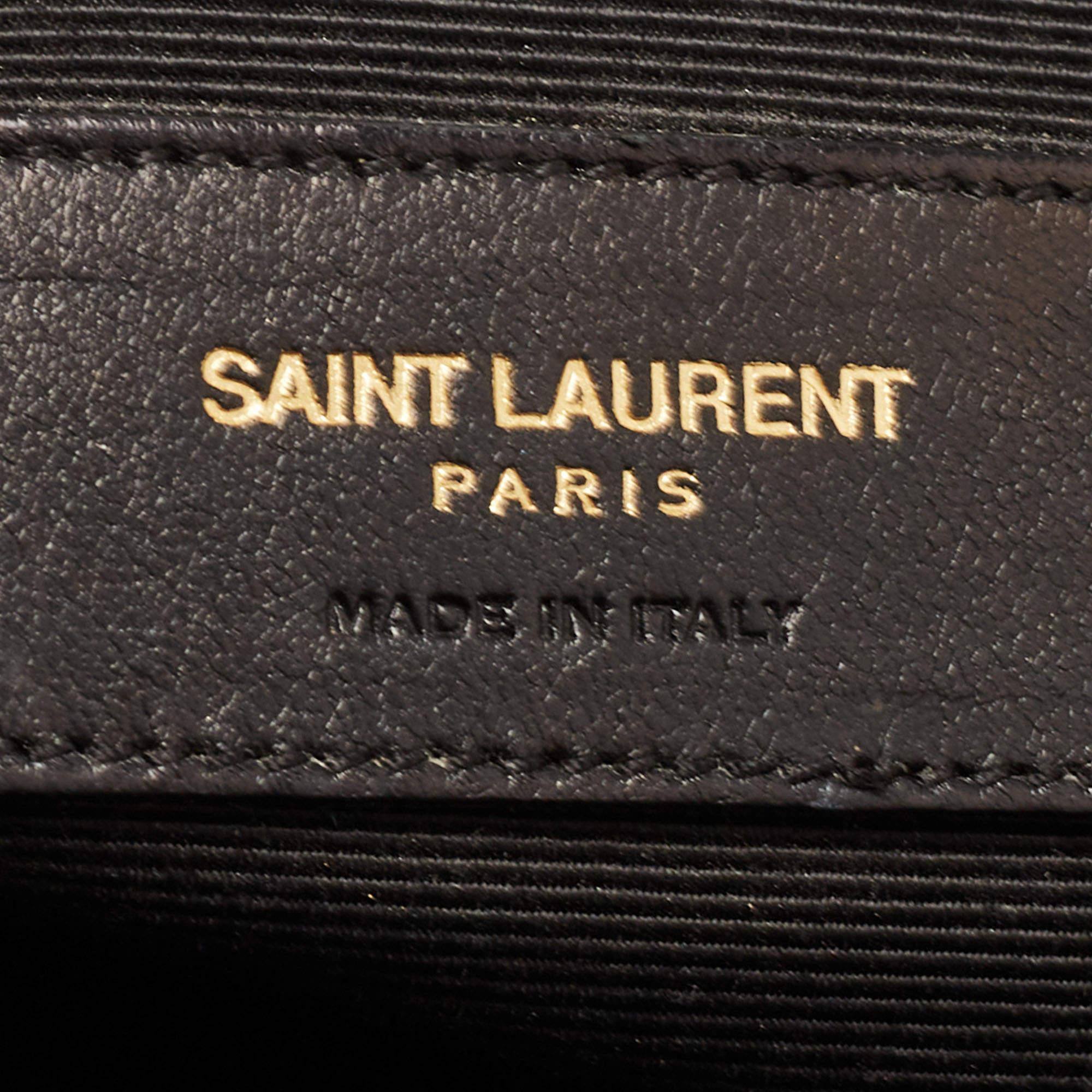 Saint Laurent Burgundy Chevron Leather Classic Monogram Shopping Tote 5