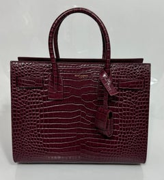 Saint Laurent Burgundy Croc Embossed Baby Sac de Jour - New Never Carried