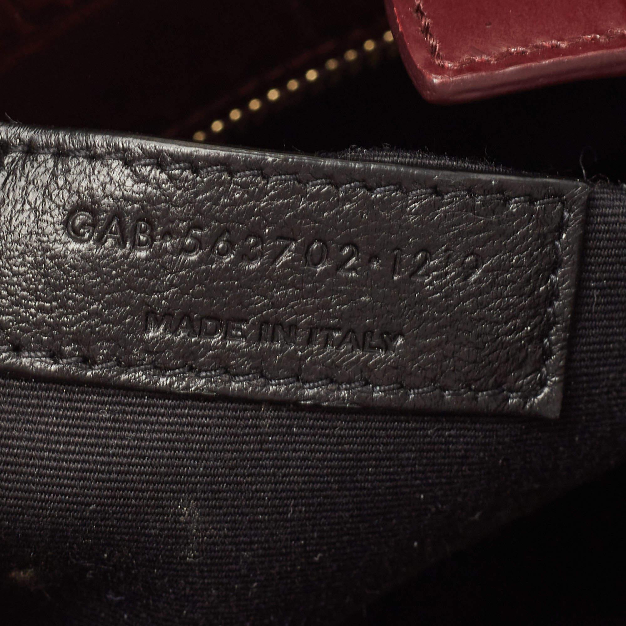 Saint Laurent Burgundy Croc Embossed Leather Manhattan Tote 4