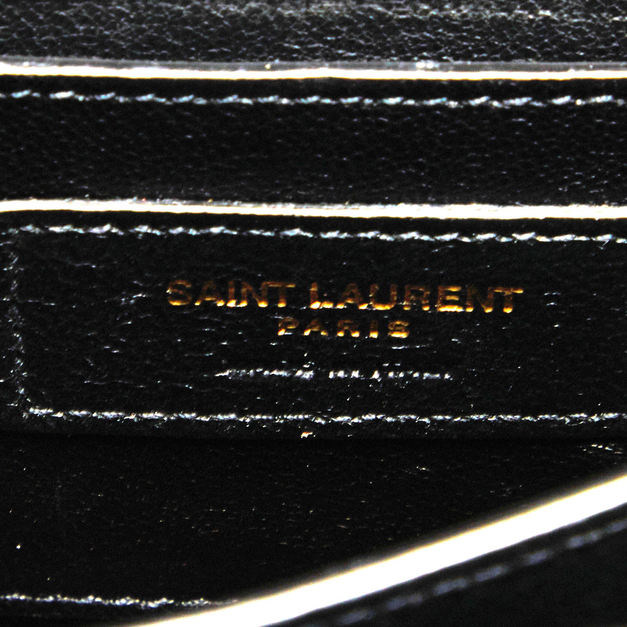 Saint Laurent Burgundy Croc Embossed Leather Mini Cassandra Top Handle Bag 6