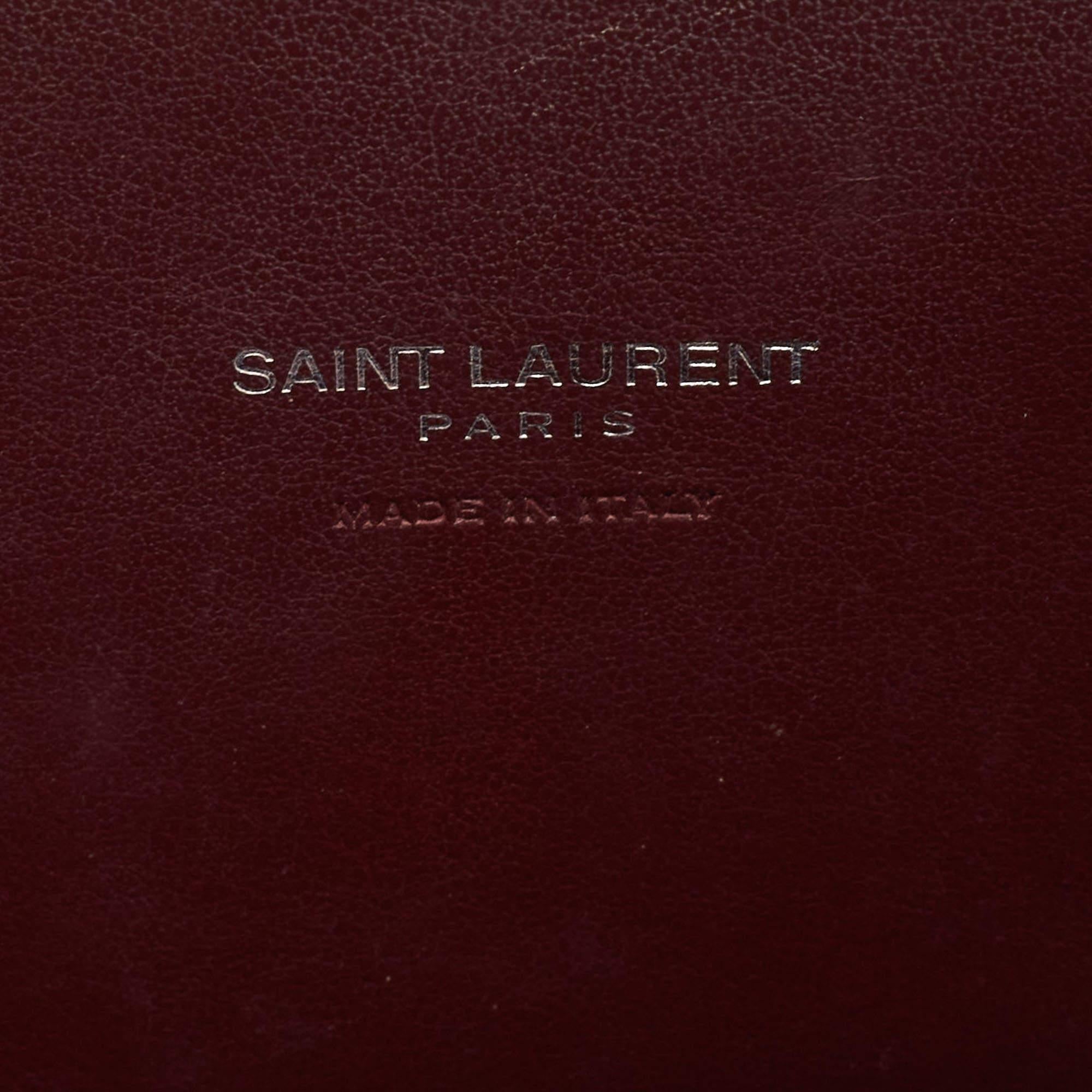 Saint Laurent Burgundy Croc Embossed Leather Nano Classic Sac De Jour Tote 4