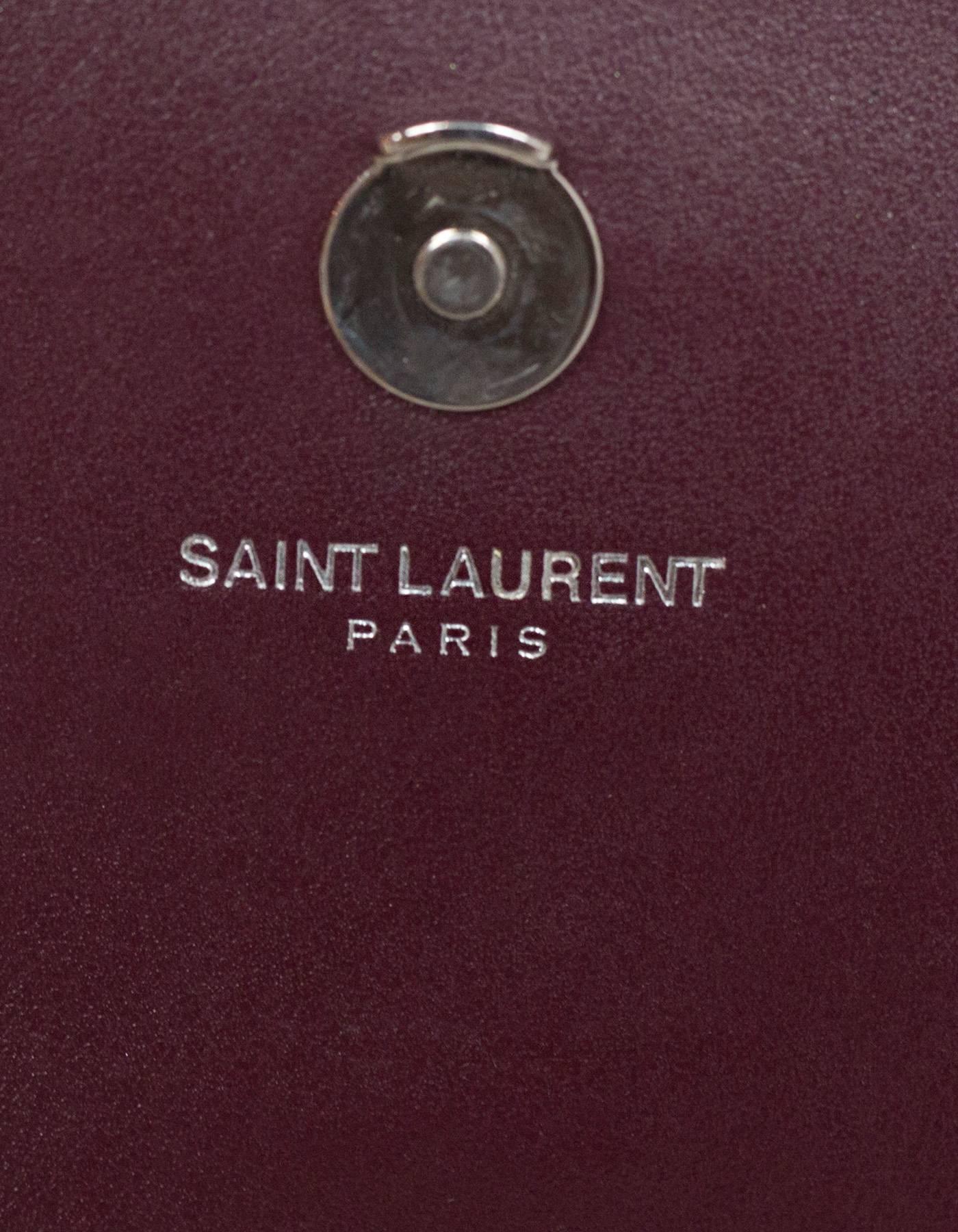 Women's Saint Laurent Burgundy Embossed Croc Sunset Mini Chain Wallet Crossbody Bag