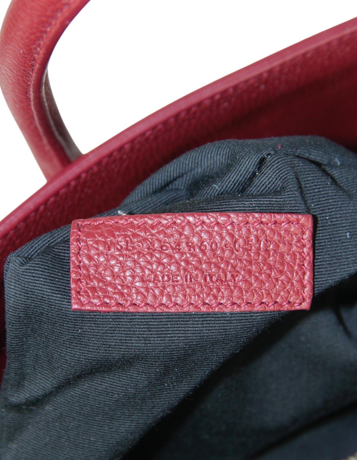 Saint Laurent Borsa piccola in pelle di vitello a grana grossa bordeaux in vendita 5