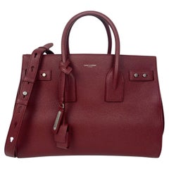Saint Laurent Burgundy Grained Calfskin Small Supple Sac De Jour Bag