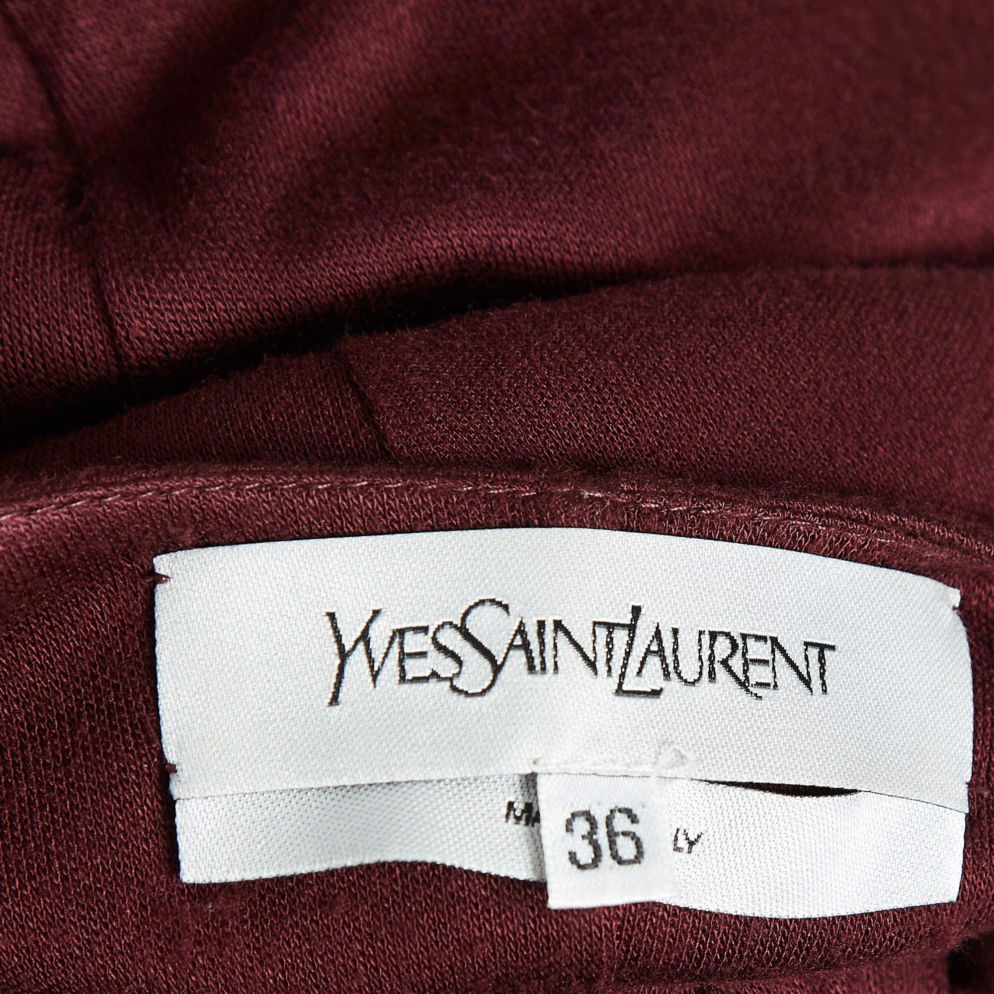 Saint Laurent - Top in maglia bordeaux con dettaglio a fiocco - S in vendita 1