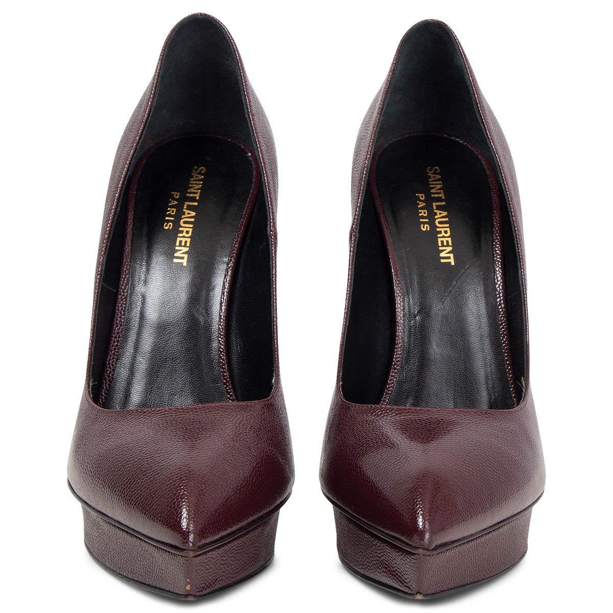 100% authentic Saint Laurent Janis Platform Pumps in caviar textured leather. Have been worn and show a little wear to the tip and heel on the right shoes. Overall in excellent condition. 

Measurements
Imprinted Size	40
Shoe Size	40
Inside