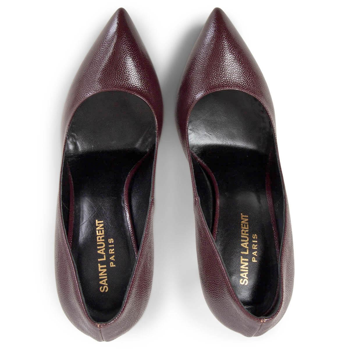 Women's SAINT LAURENT burgundy leather JANIS Platform Pumps Shoes 40