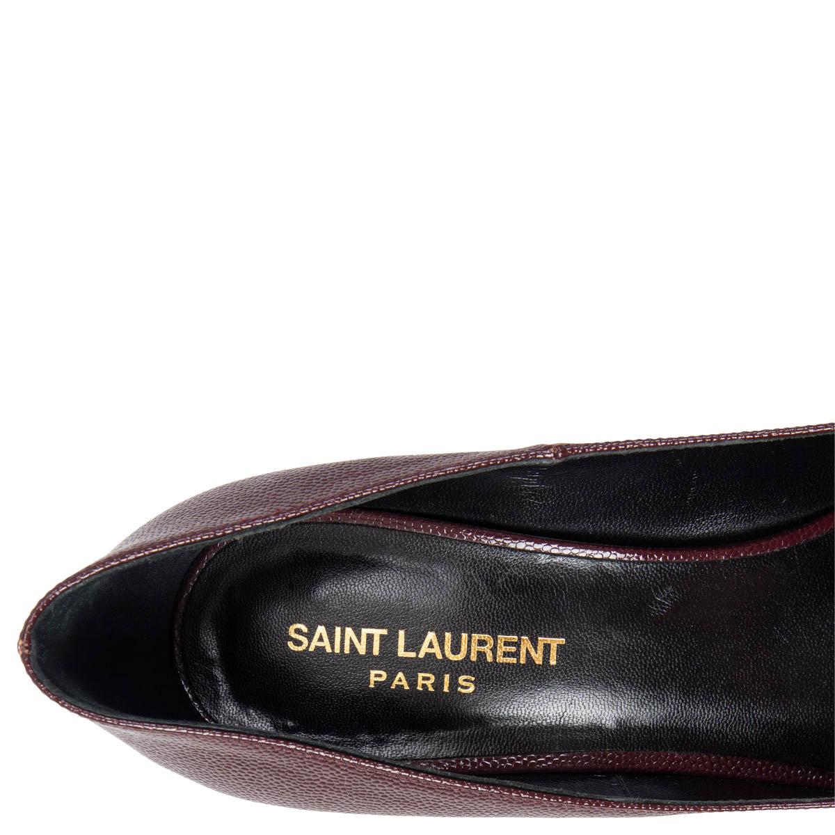 SAINT LAURENT burgundy leather JANIS Platform Pumps Shoes 40 1