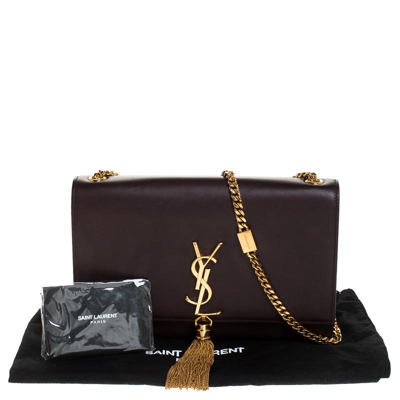 Saint Laurent Burgundy Leather Kate Monogram Tassel Shoulder Bag 6