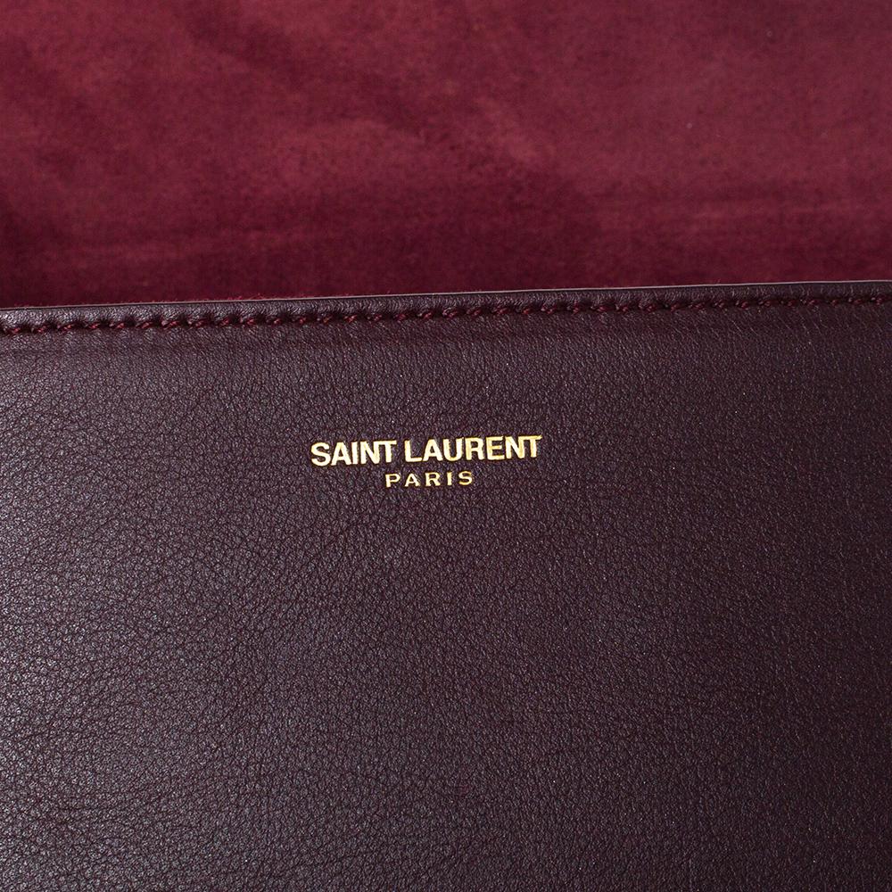 Saint Laurent Burgundy Leather Ligne Y Clutch 1