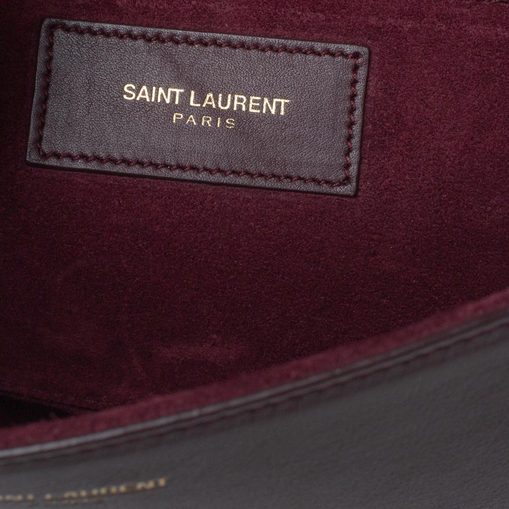 Saint Laurent Burgundy Leather Ligne Y Clutch 4