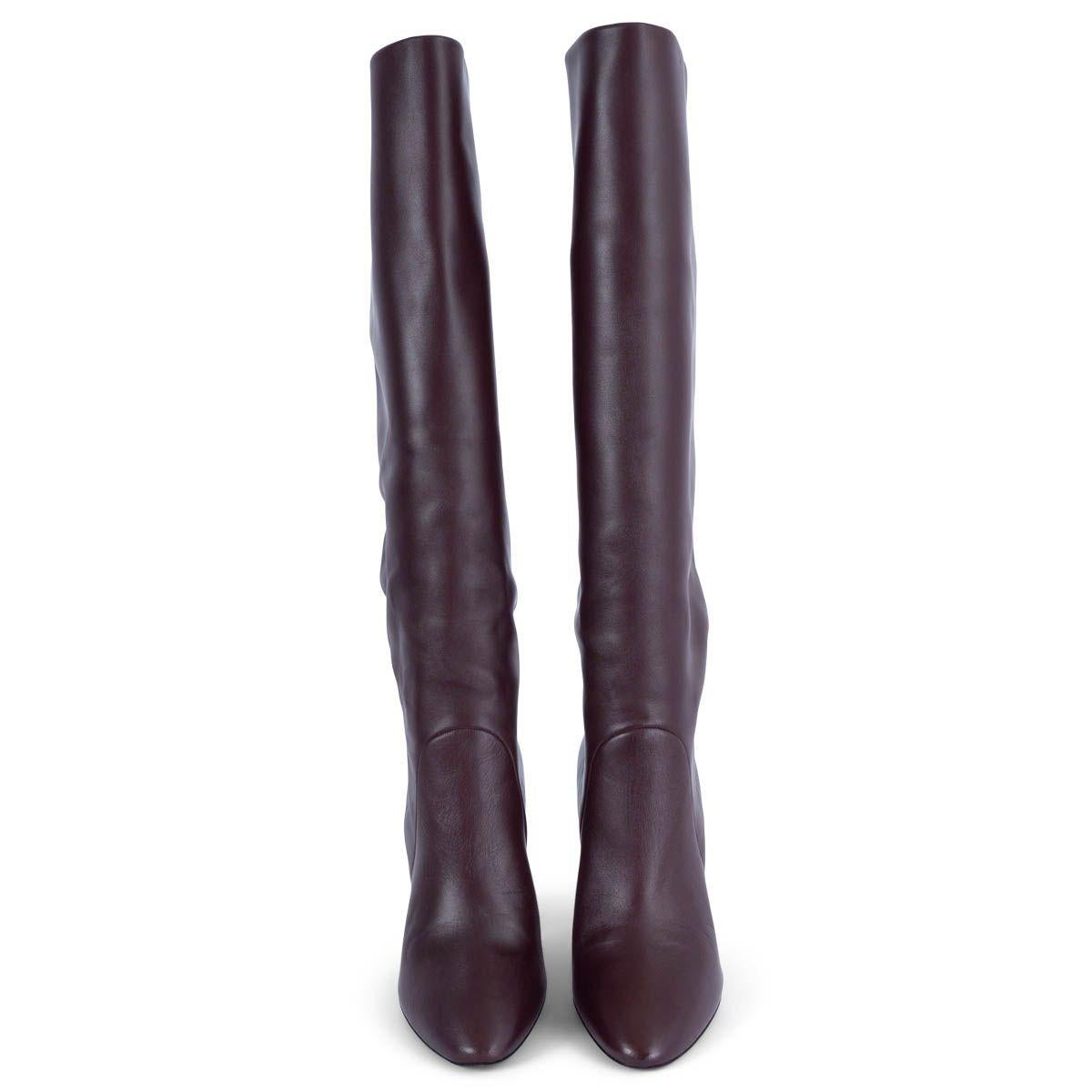 100% authentic Saint Laurent Lou 95 knee-high boots in burgundy butter soft leather. Feature a block heel and almond toe. Have been worn and are in excellent condition.

Measurements
Imprinted Size	37.5
Shoe Size	37.5
Inside Sole	24.5cm