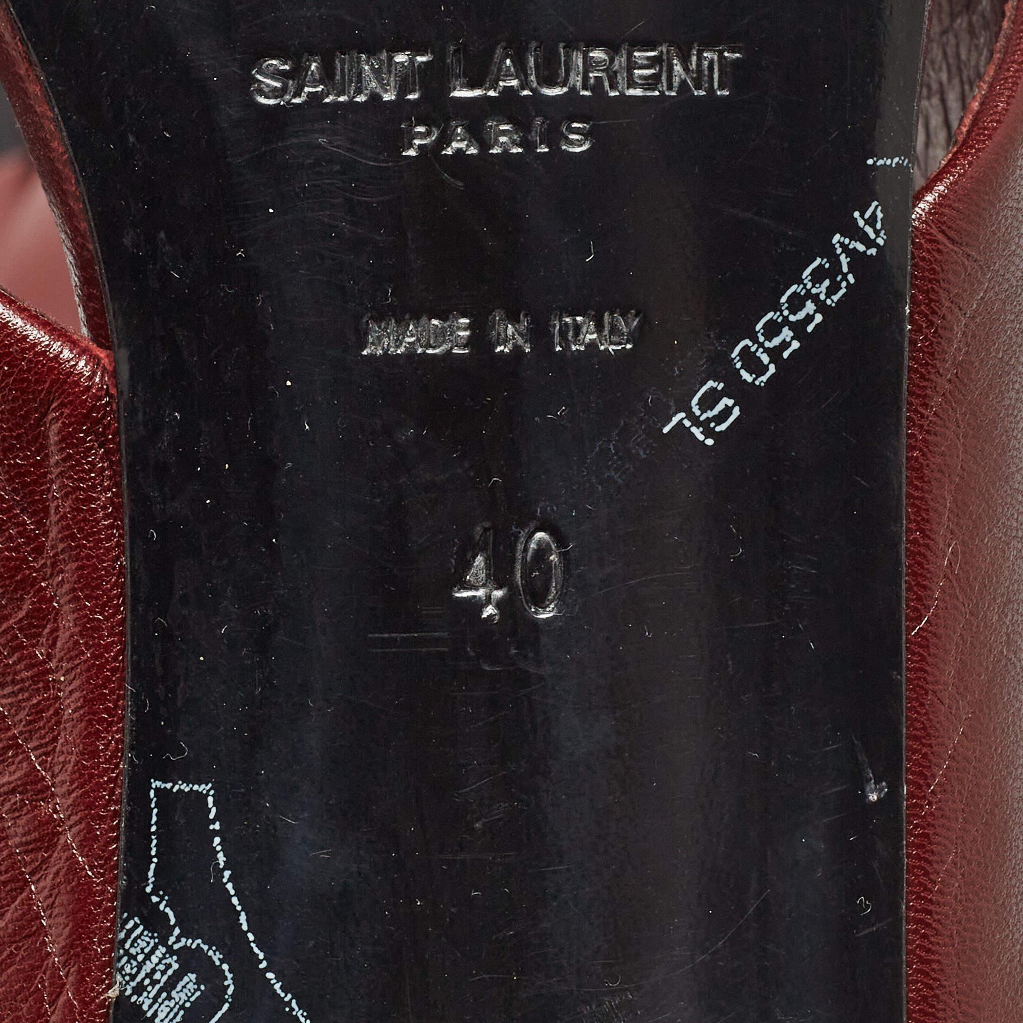 Saint Laurent Burgundy Leather Loulou Slides Size 40 1