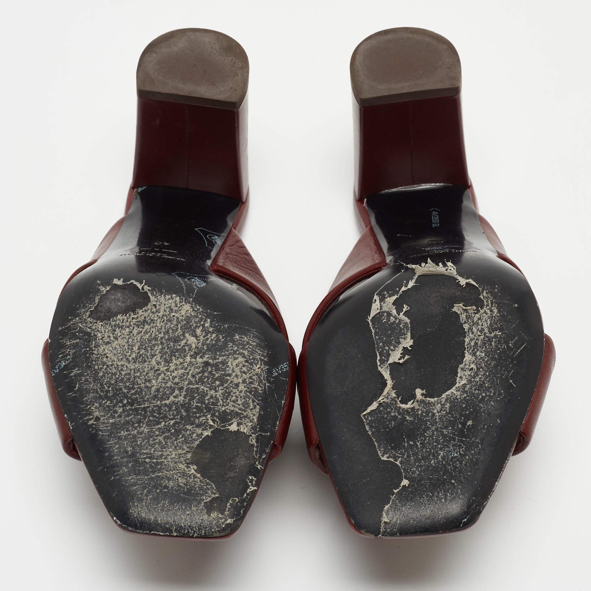 Saint Laurent Burgundy Leather Loulou Slides Size 40 3