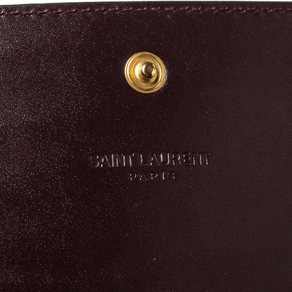 Women's Saint Laurent Burgundy Leather Marquage Continental Flap Wallet