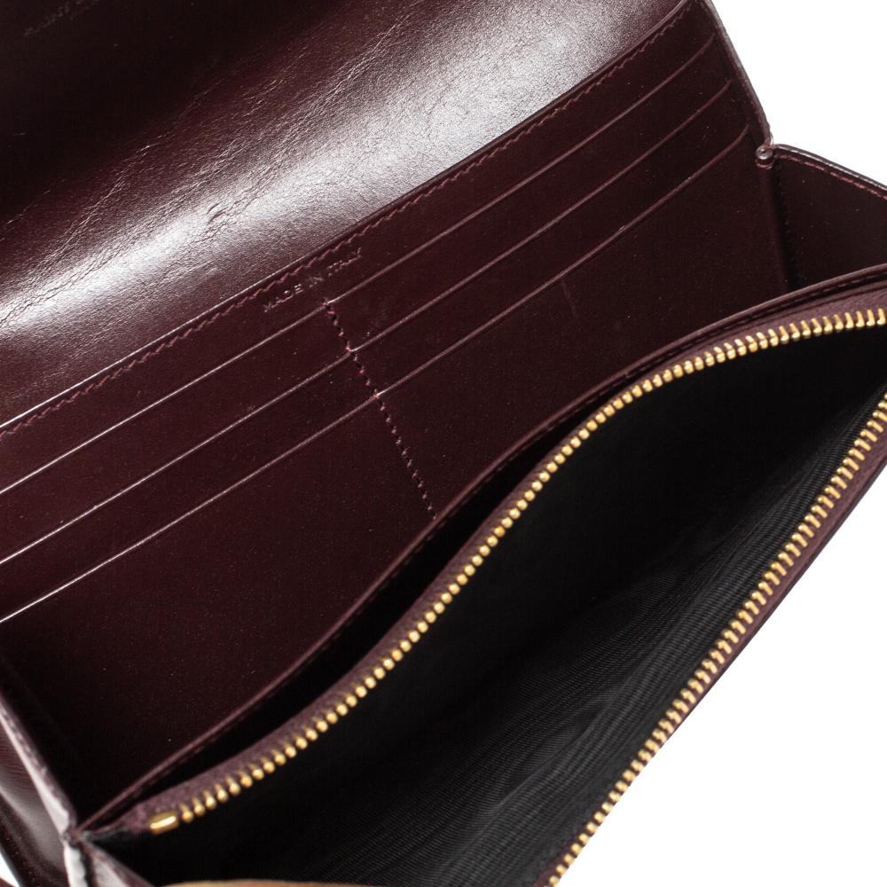 Saint Laurent Burgundy Leather Marquage Continental Flap Wallet 1