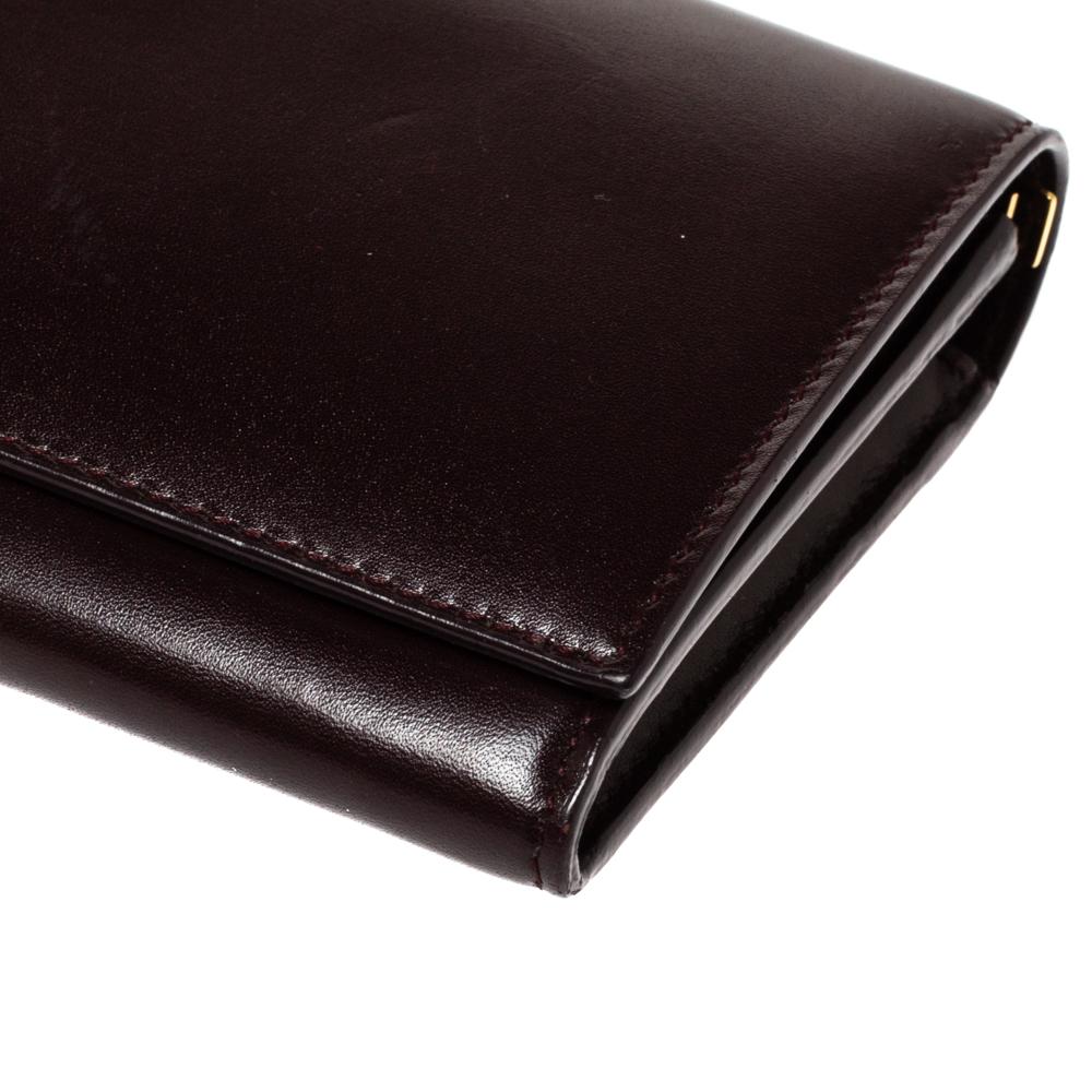 Saint Laurent Burgundy Leather Marquage Continental Flap Wallet 3