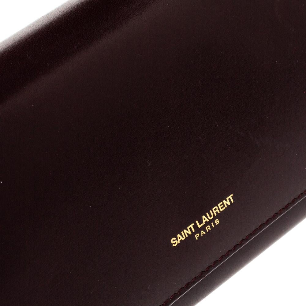 Saint Laurent Burgundy Leather Marquage Continental Flap Wallet 4