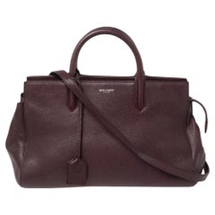 Saint Laurent Burgundy Leather Medium Cabas Rive Gauche Tote