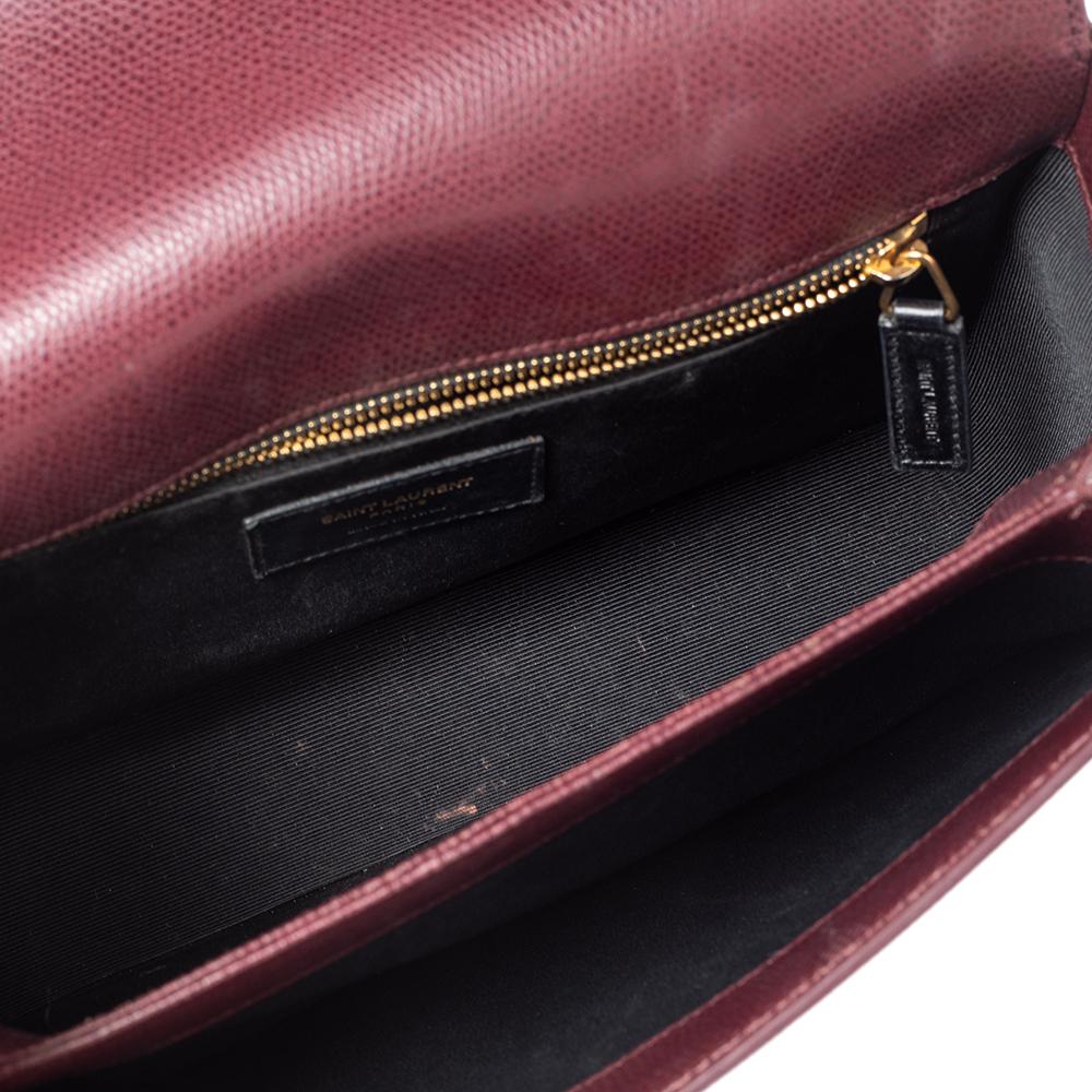 Saint Laurent Burgundy Leather Medium Monogram Universite Shoulder Bag 9