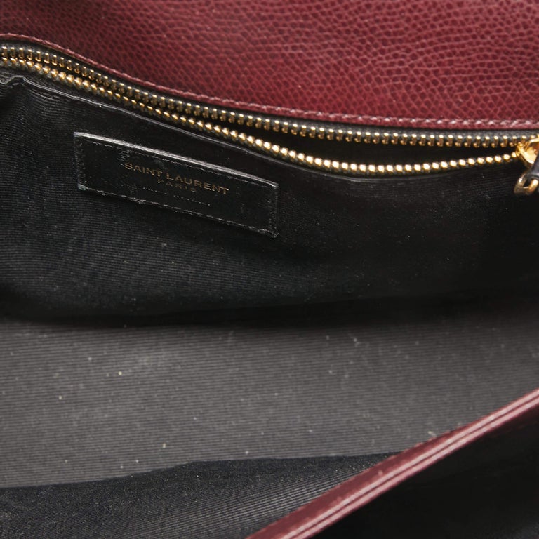 Saint Laurent Burgundy Leather Medium Monogram Universite Shoulder Bag