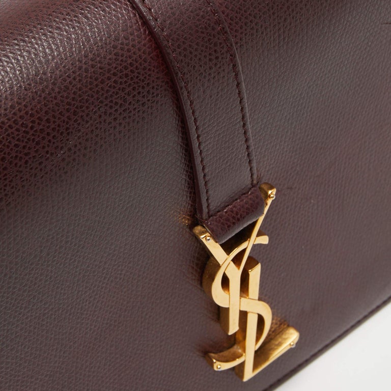 Saint Laurent Burgundy Leather Medium Monogram Universite Shoulder Bag
