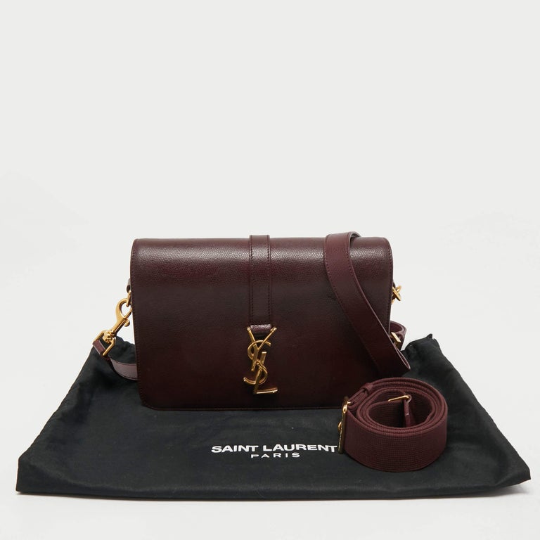 Saint Laurent Burgundy Leather Medium Monogram Universite Shoulder Bag