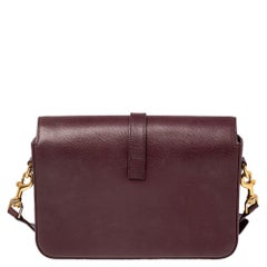 Saint Laurent Burgunderfarbene Universite Umhängetasche aus Leder mit Monogramm